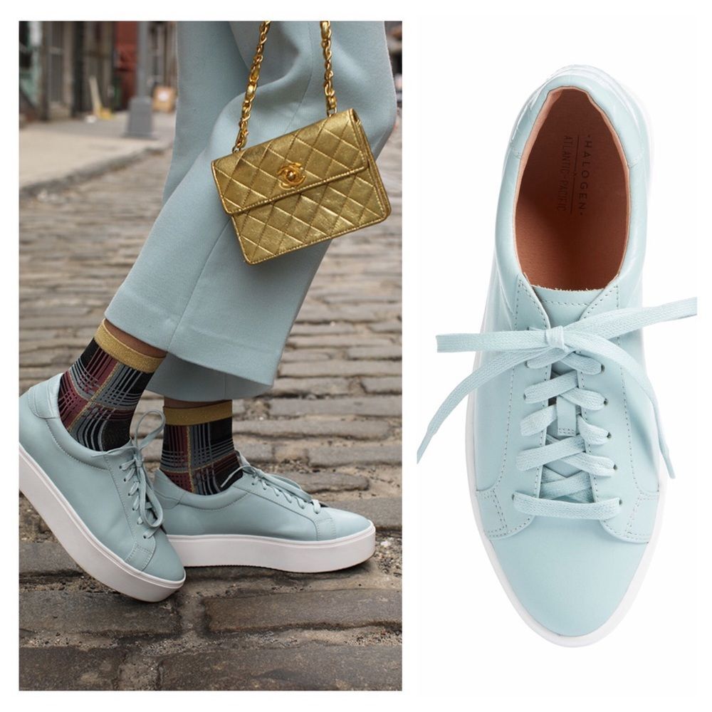NEW Atlantic Pacific Jayde Pastel Platform Sneakers in Blue Raindrop Sz 6